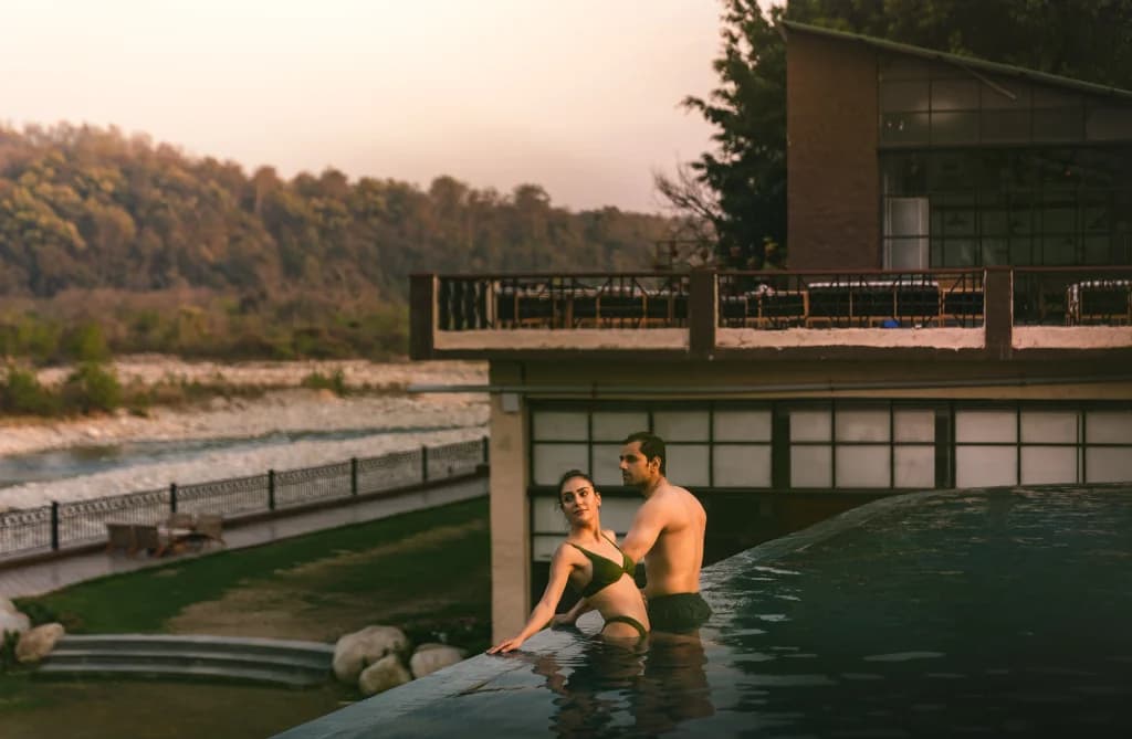 Infinity pool overlooking kosi river